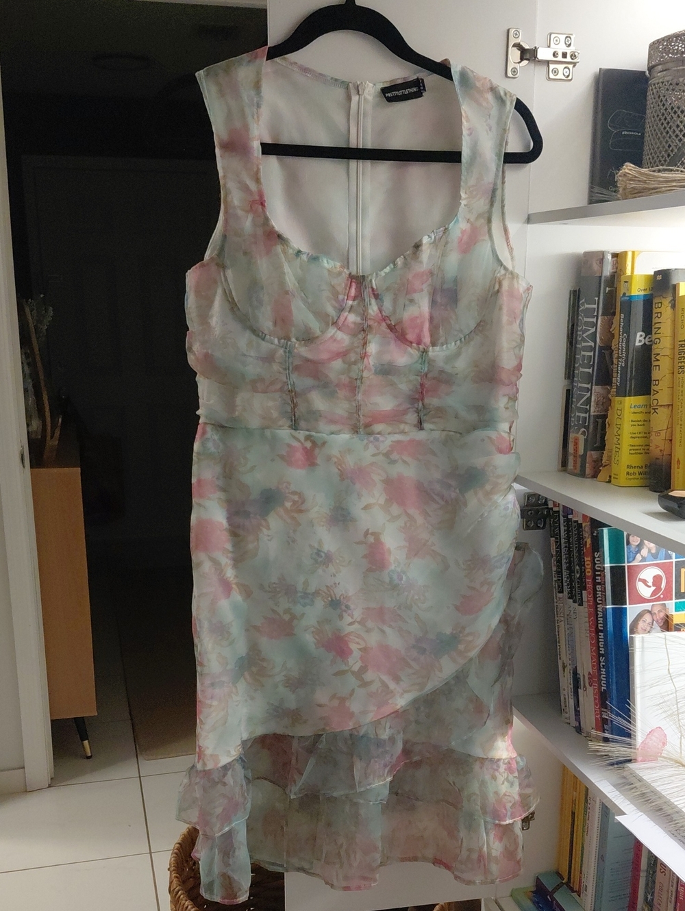 Whitney Eve Pastel Floral Ruffle Hi-Low Chiffon Dress